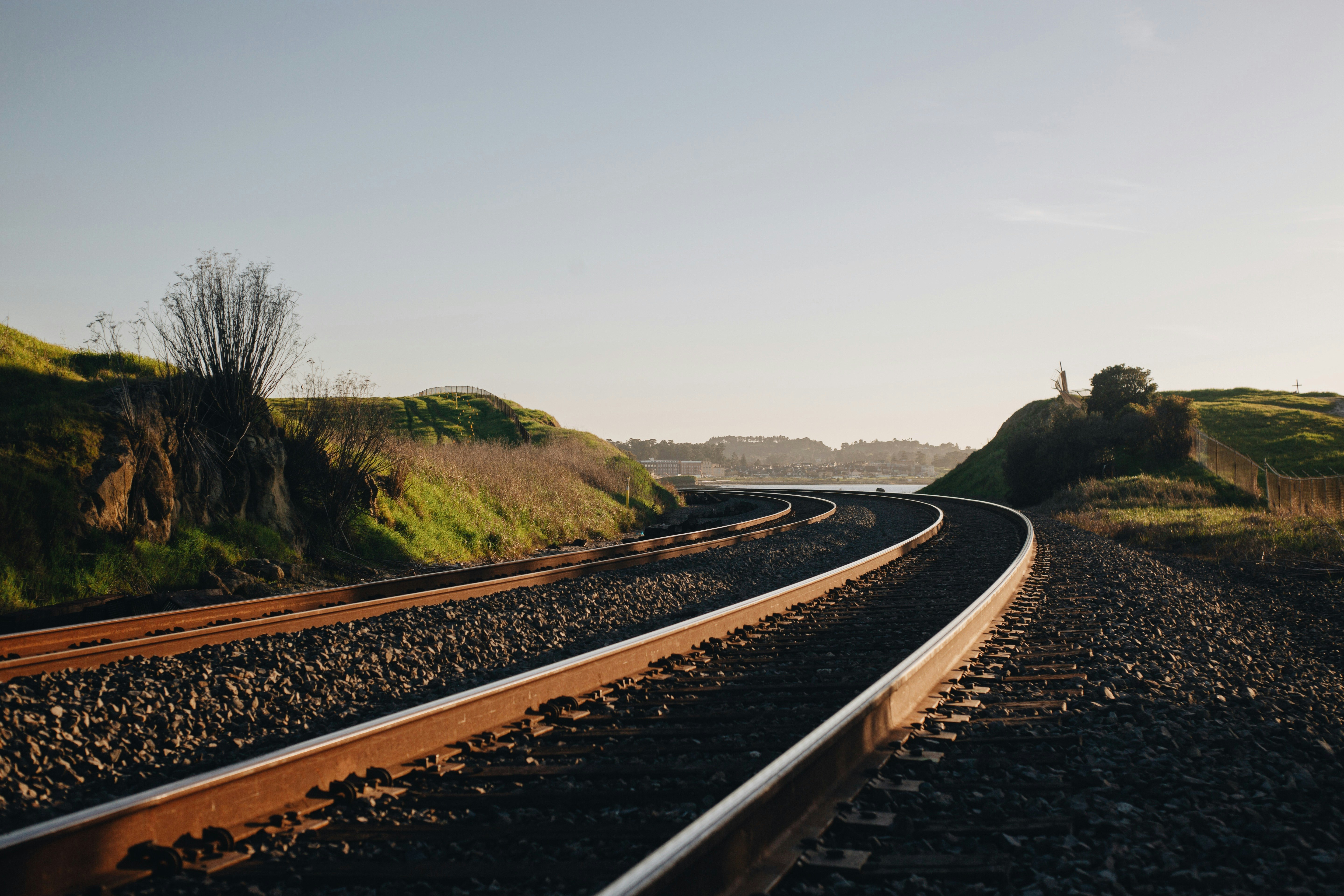 black and brown train rail